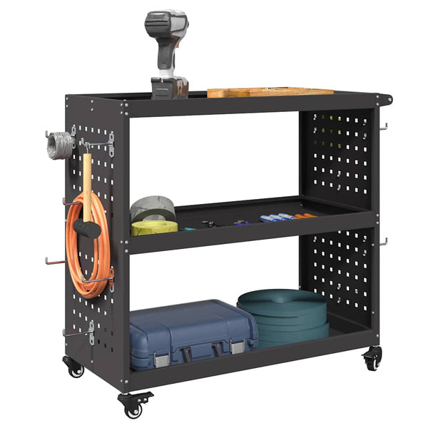 Werkzeugwagen Schwarz Stahl 75x35x73cm
