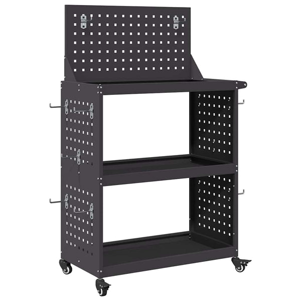 Werkzeugwagen Schwarz Stahl 65x35x111cm