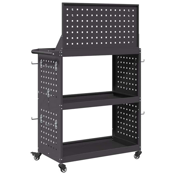 Werkzeugwagen Schwarz Stahl 65x35x111cm