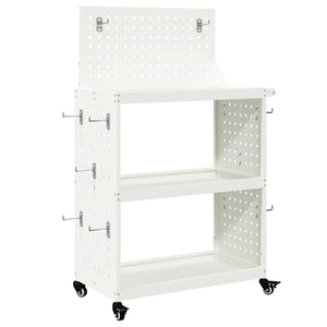 vidaXL Chariot à outils à roulettes Blanc 65 x 35 x 111 cm Acier laminé à froid
