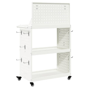 vidaXL Chariot à outils à roulettes Blanc 65 x 35 x 111 cm Acier laminé à froid