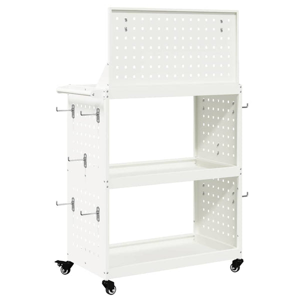 vidaXL Chariot à outils à roulettes Blanc 65 x 35 x 111 cm Acier laminé à froid