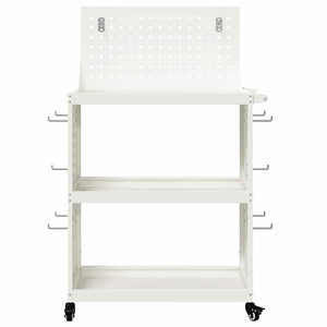 vidaXL Chariot à outils à roulettes Blanc 65 x 35 x 111 cm Acier laminé à froid