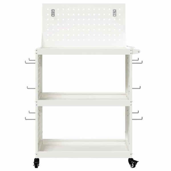 vidaXL Chariot à outils à roulettes Blanc 65 x 35 x 111 cm Acier laminé à froid