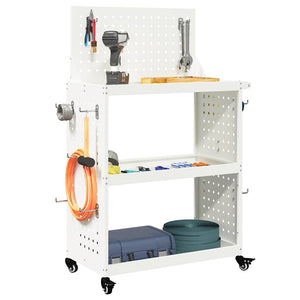 vidaXL Chariot à outils à roulettes Blanc 65 x 35 x 111 cm Acier laminé à froid