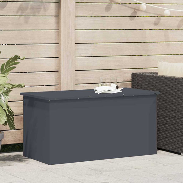 Anthrazitfarbene Außenlagerbox aus Stahl, 100 cm