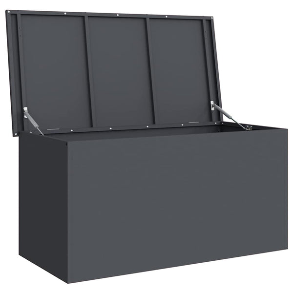 Anthrazitfarbene Außenlagerbox aus Stahl, 100 cm