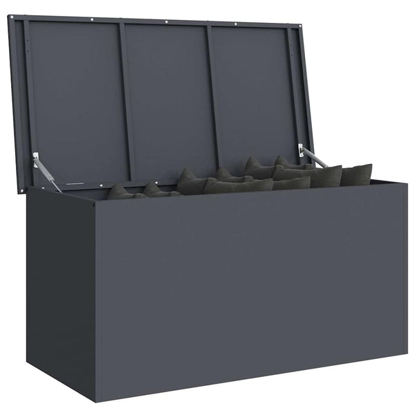 Anthrazitfarbene Außenlagerbox aus Stahl, 100 cm