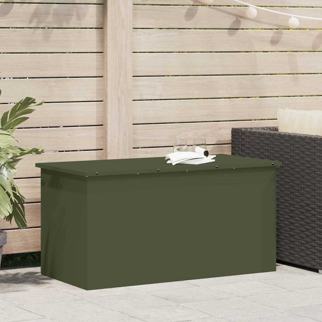 Stahl Außenlagerbox Olive Grün 100cm