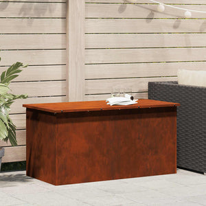 vidaXL Boîte de rangement d'extérieur rouillée 100 x 50,5 x 50 cm acier