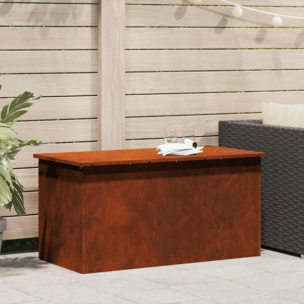 vidaXL Boîte de rangement d'extérieur rouillée 100 x 50,5 x 50 cm acier