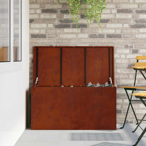 vidaXL Boîte de rangement d'extérieur rouillée 100 x 50,5 x 50 cm acier