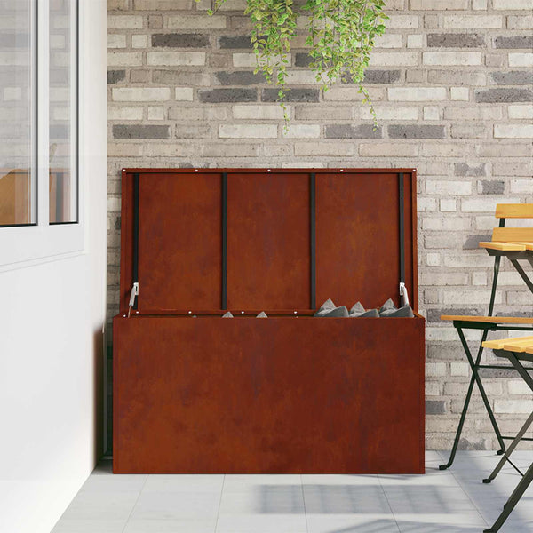 vidaXL Boîte de rangement d'extérieur rouillée 100 x 50,5 x 50 cm acier