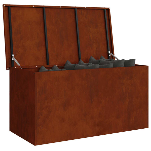 vidaXL Boîte de rangement d'extérieur rouillée 100 x 50,5 x 50 cm acier