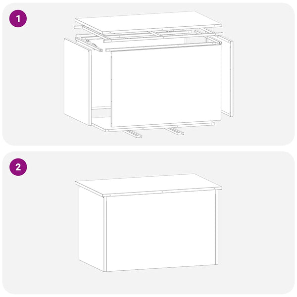 Anthrazitfarbene Außenlagerbox aus Stahl, 80 cm