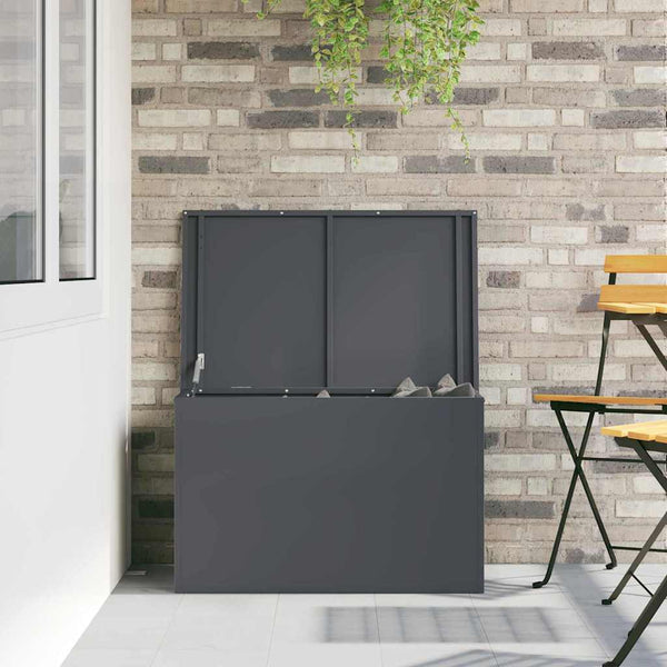 Anthrazitfarbene Außenlagerbox aus Stahl, 80 cm