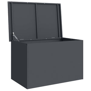 Anthrazitfarbene Außenlagerbox aus Stahl, 80 cm