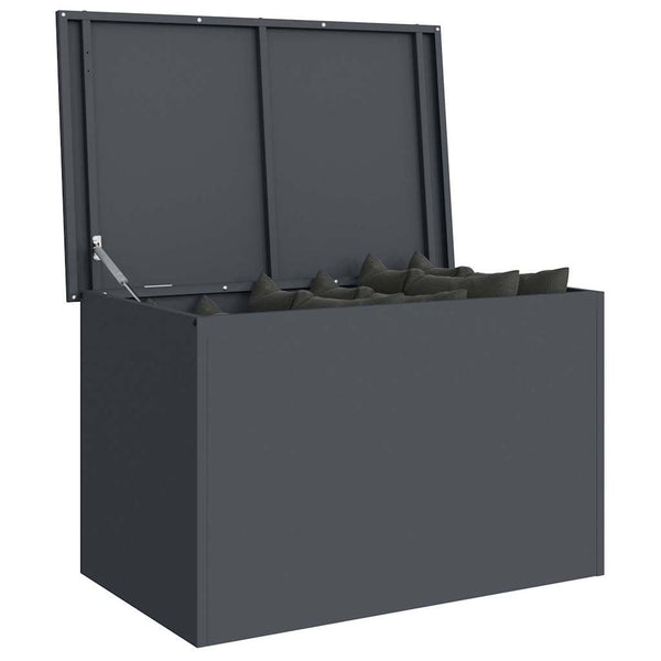 Anthrazitfarbene Außenlagerbox aus Stahl, 80 cm