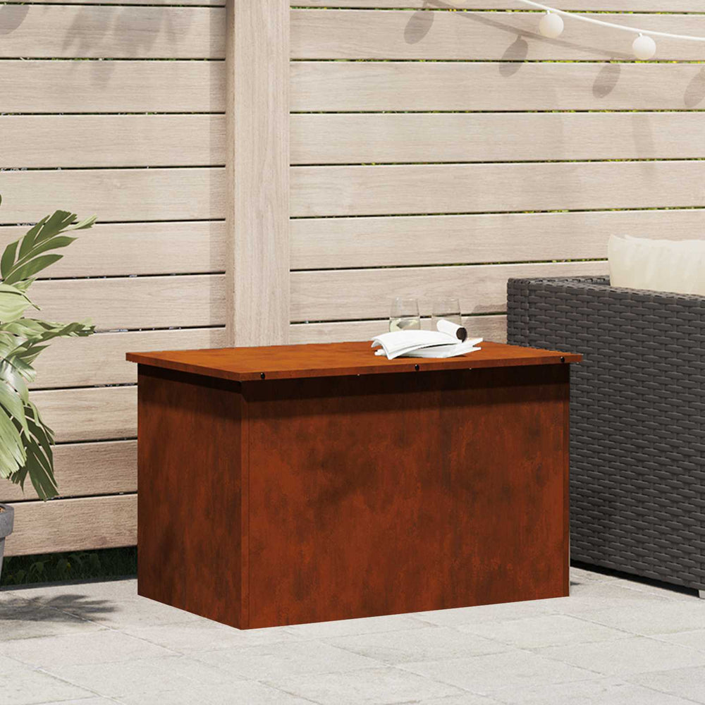 vidaXL Coffre de rangement extérieur rouillé 80 x 50,5 x 50 cm acier