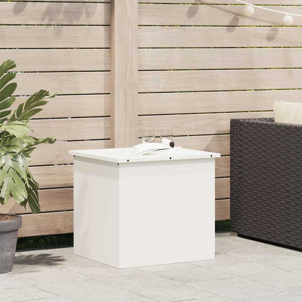Weiße Außenlagerbox aus Stahl, 55 cm