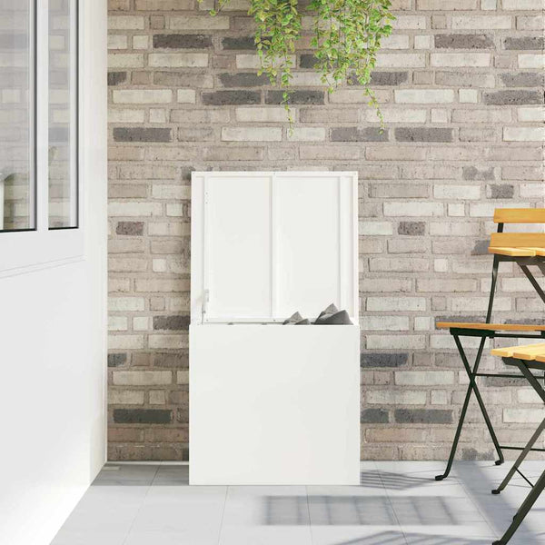 Weiße Außenlagerbox aus Stahl, 55 cm