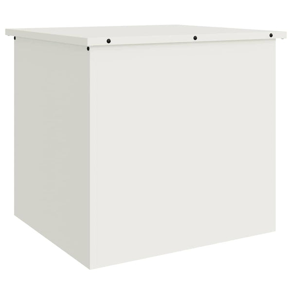 Weiße Außenlagerbox aus Stahl, 55 cm