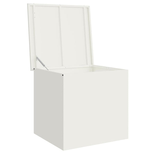 Weiße Außenlagerbox aus Stahl, 55 cm