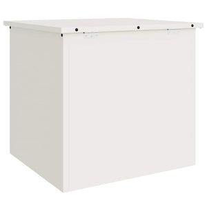 Weiße Außenlagerbox aus Stahl, 55 cm