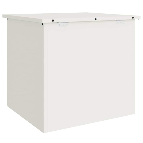 Weiße Außenlagerbox aus Stahl, 55 cm