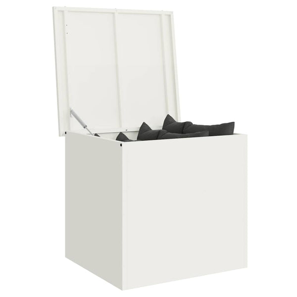 Weiße Außenlagerbox aus Stahl, 55 cm
