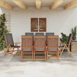 Gartenstuhl 8er Set Braun Grau Teakholz