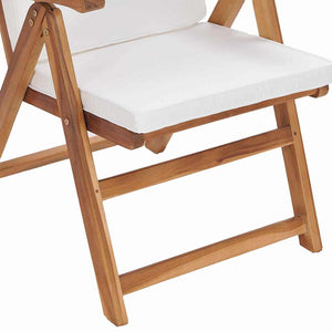 Gartenstuhl 6er Set Braun Weiß Teakholz