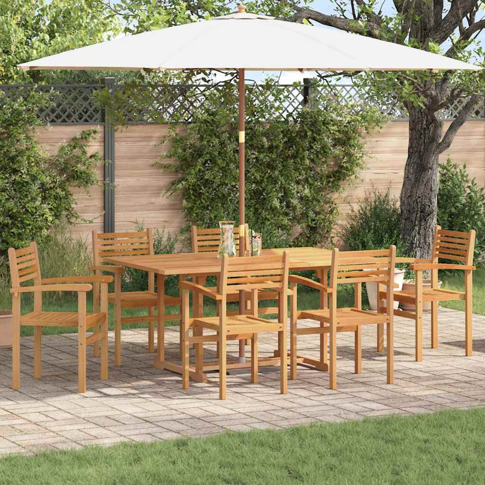 vidaXL Salon de jardin 7 pcs Bois d'acacia massif Naturel