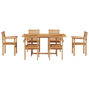 vidaXL Salon de jardin 7 pcs Bois d'acacia massif Naturel