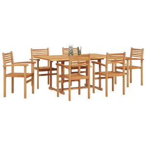 vidaXL Salon de jardin 7 pcs Bois d'acacia massif Naturel