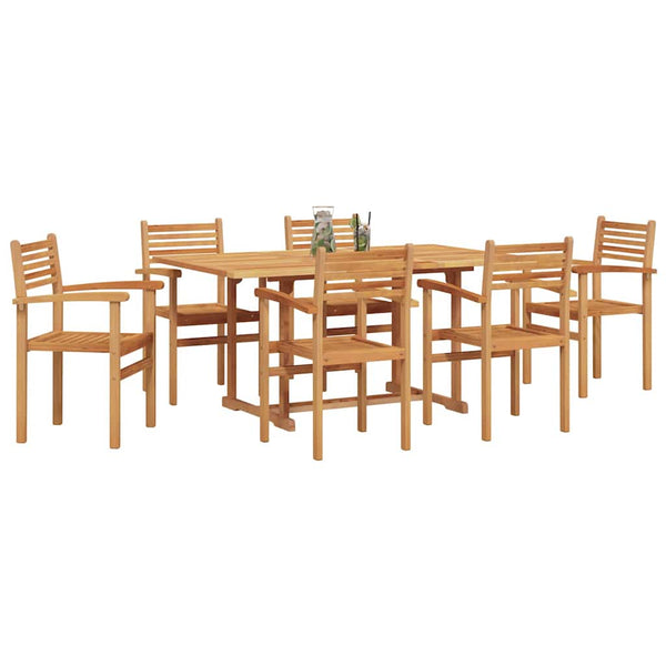 vidaXL Salon de jardin 7 pcs Bois d'acacia massif Naturel