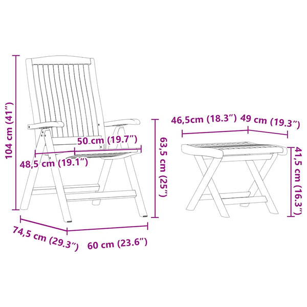 Teak Garten Essgruppe 4-teilig Braun