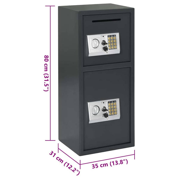 Digitaler Safe mit Schloss Dunkelgrau 80 cm