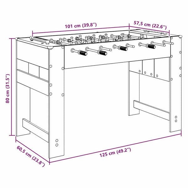 Tischfußballtisch Schwarze Eiche 125 cm