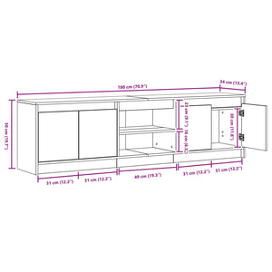 TV-Einheiten Schwarz Holzwerkstoff 180 cm (2er Set)