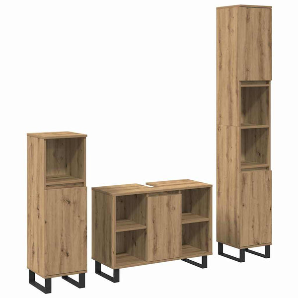 Badezimmermöbel Set Braun Holzwerkstoff 3-teilig