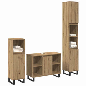 Badezimmermöbel Set Braun Holzwerkstoff 3-teilig