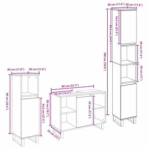 Badezimmermöbel Set Braun Holzwerkstoff 3-teilig