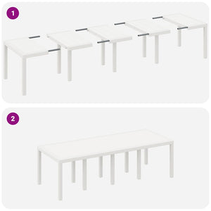 Gartentisch Weiß Poly-Rattan 250 cm