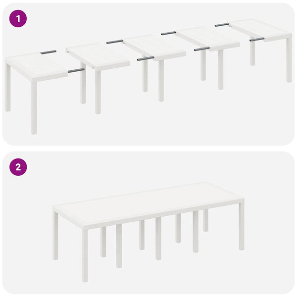 Gartentisch Weiß Poly-Rattan 250 cm