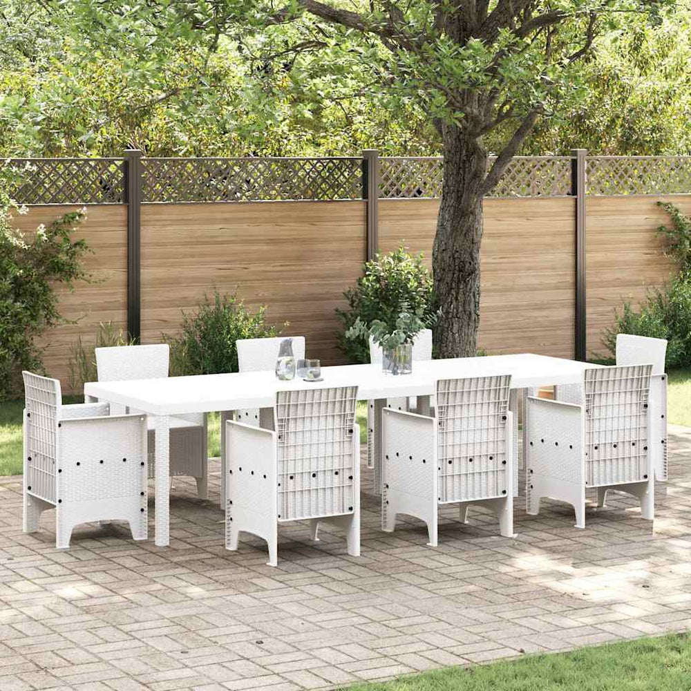 Gartentisch Weiß Poly-Rattan 300 cm