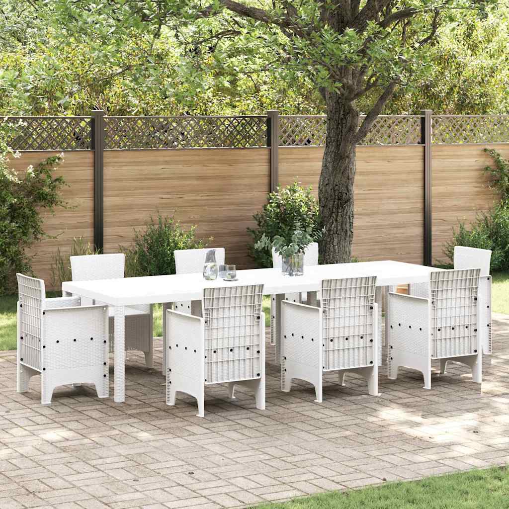 Gartentisch Weiß Poly-Rattan 300 cm
