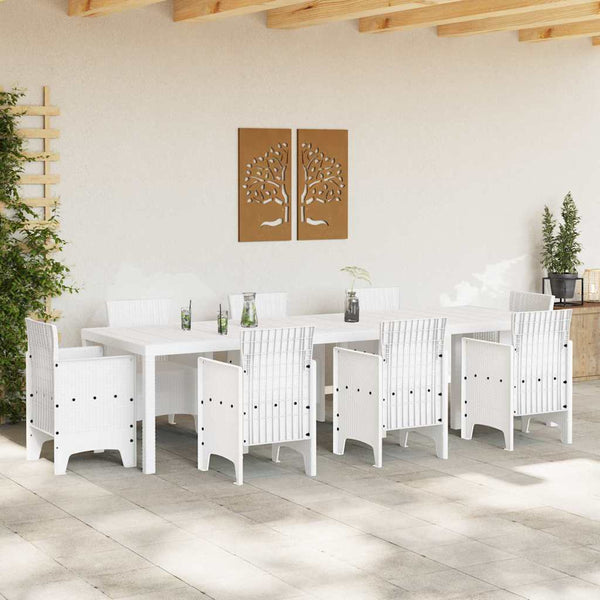 Gartentisch Weiß Poly-Rattan 300 cm
