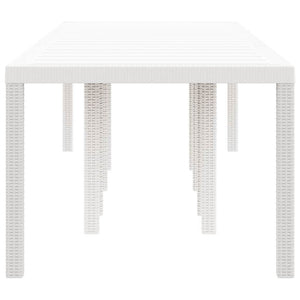 Gartentisch Weiß Poly-Rattan 300 cm