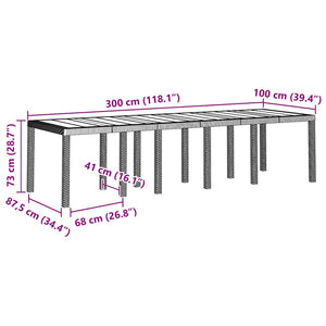 Gartentisch Weiß Poly-Rattan 300 cm